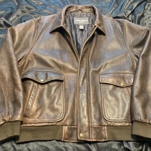 Leather Bomber Jacket- Size XL- Eddie Bauer